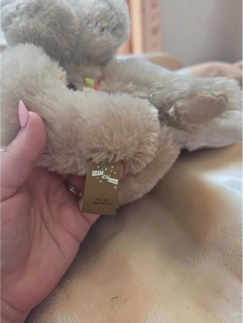 First & Main Angel Bear Plush No. 1304 Teddy Bear Wings Gold Nose 7.5